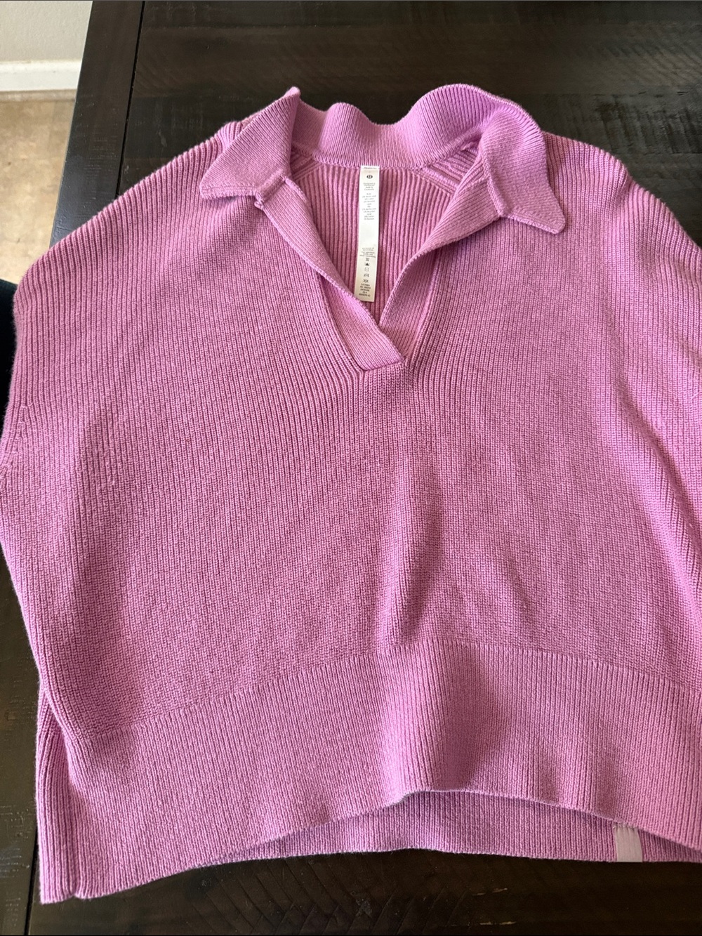 lululemon athletica Pink Collared V-Neck Knit Sweater
